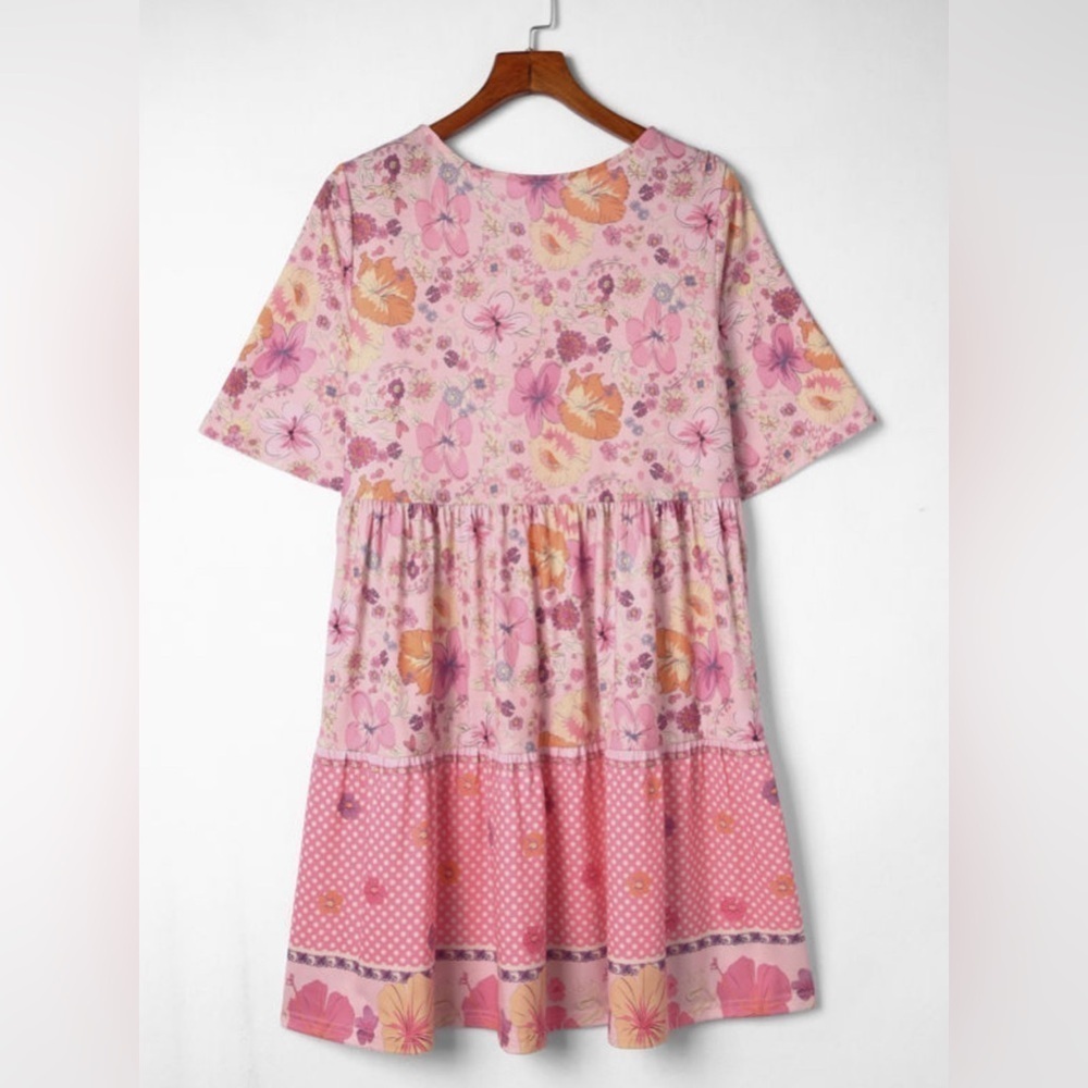 Floral Mixed Print Button-Down Dress - Picture 3 of 10